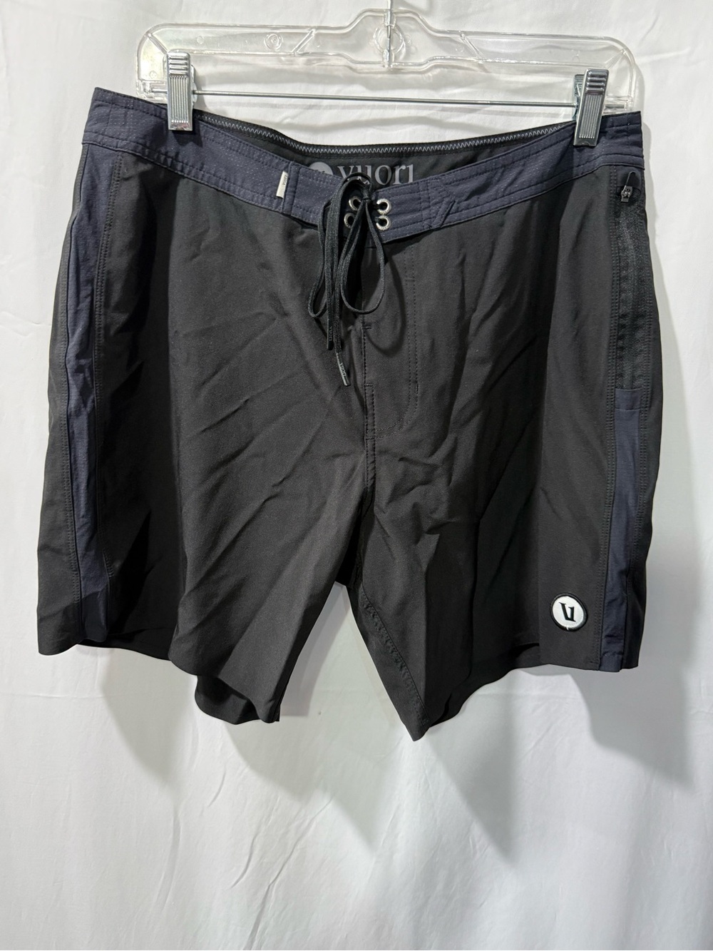 Vuori Black and Charcoal Board Shorts with Drawstring